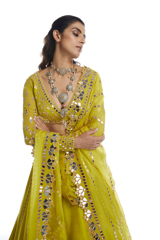 Image of MOSS GREEN LEHENGA SET