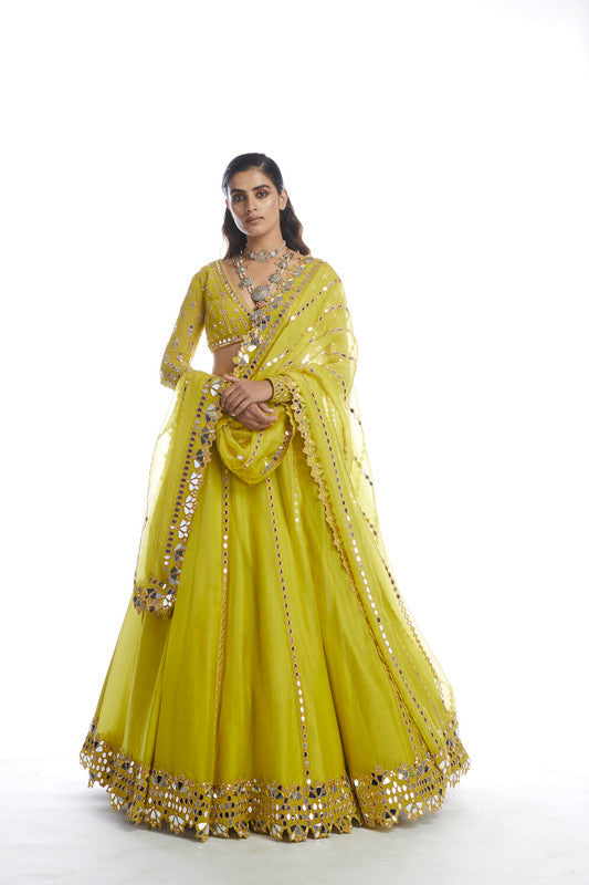 Image of MOSS GREEN LEHENGA SET