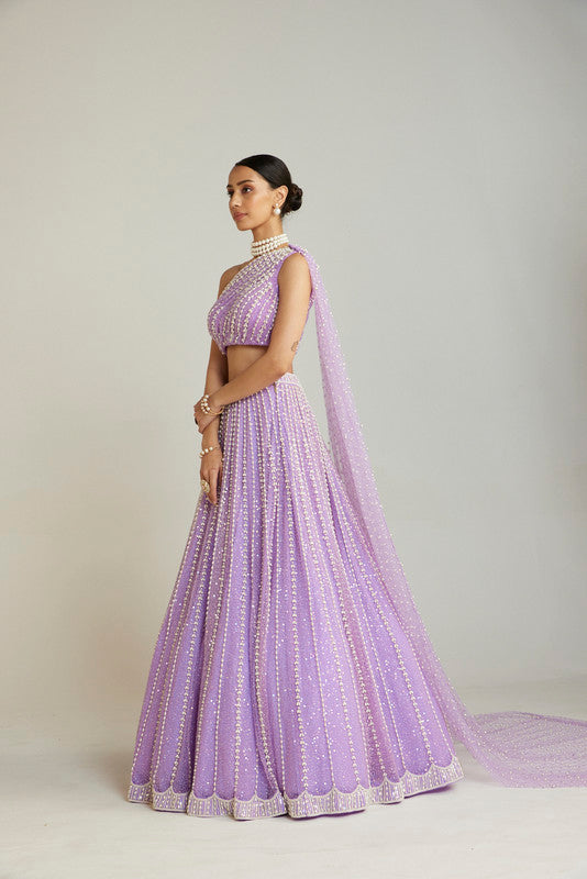 Image of Lilac One Shoulder Lehenga Set