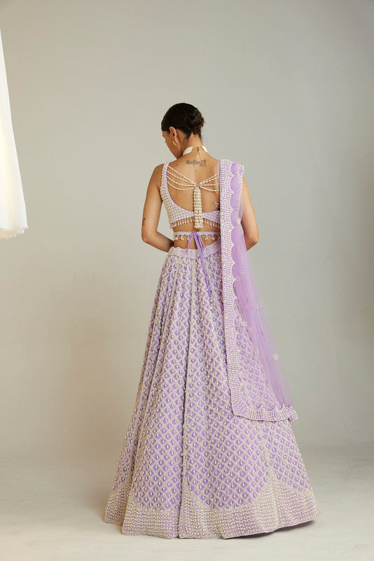 Image of Lilac Pearl Drop Lehenga Set