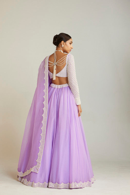 Image of Lilac Organza Lehenga Set