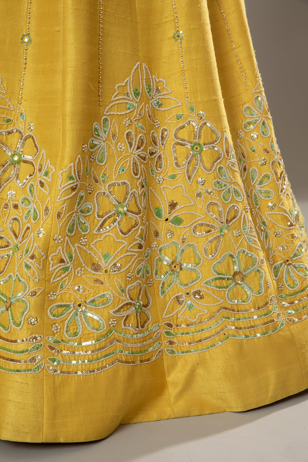 Mango Bite Candy Hand Embroidered Raw Silk Lehenga Set