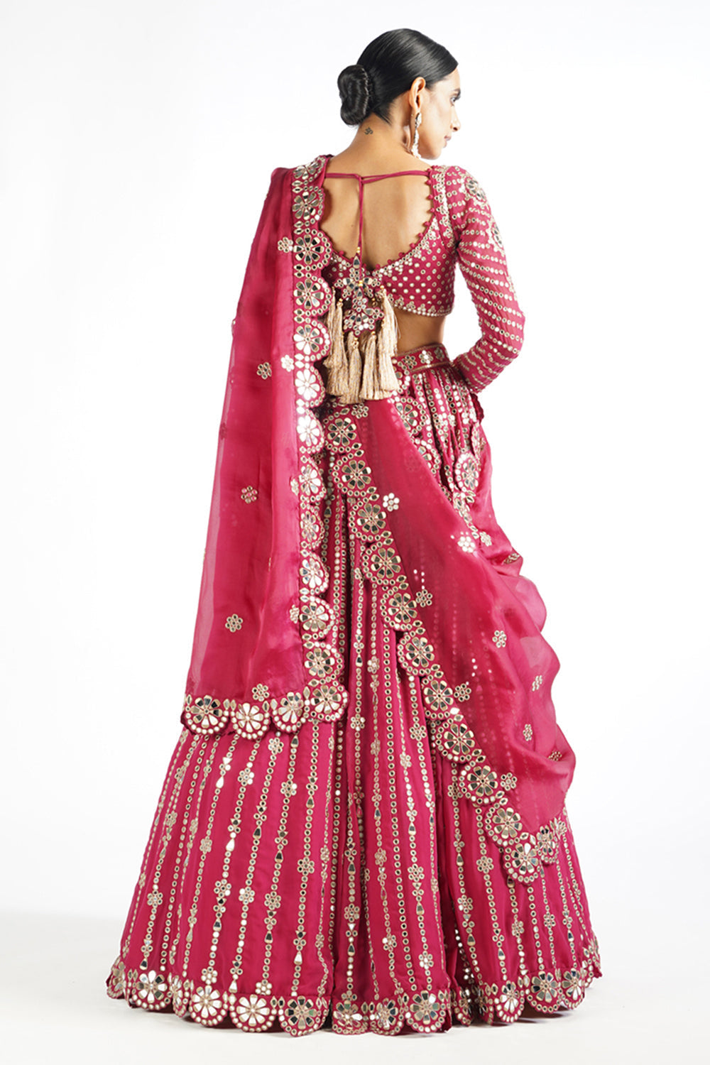 Mellow Wine Small Flower Linear Lehenga Set