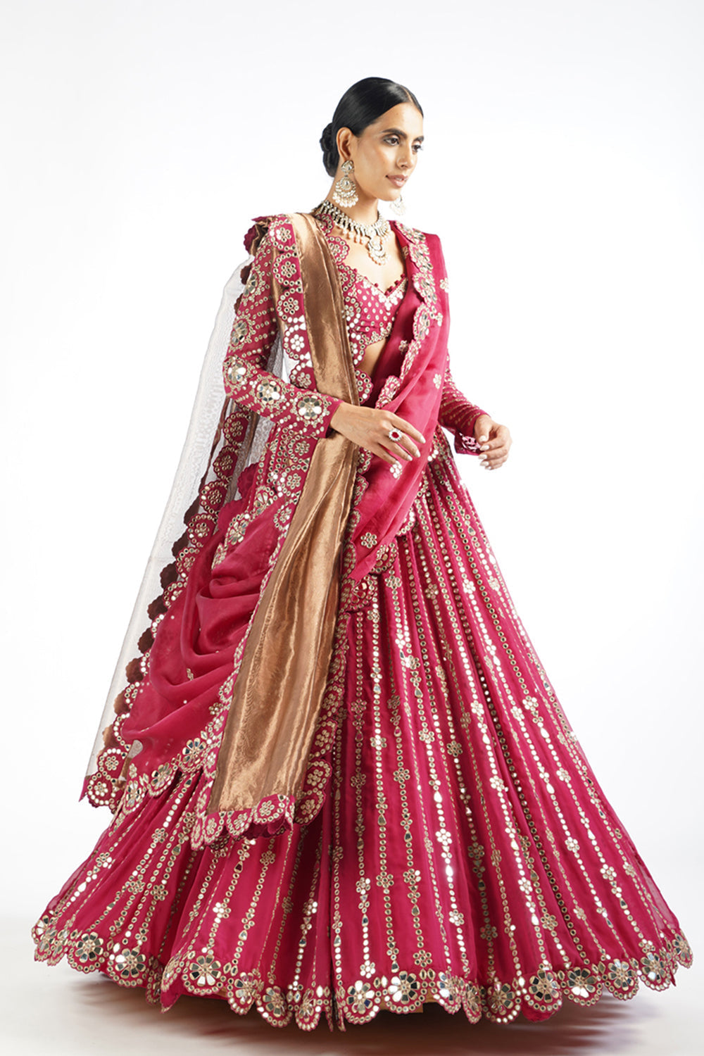 Mellow Wine Small Flower Linear Lehenga Set