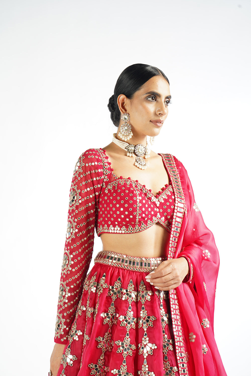 Crimson Red Chandelier Drop Lehenga Set