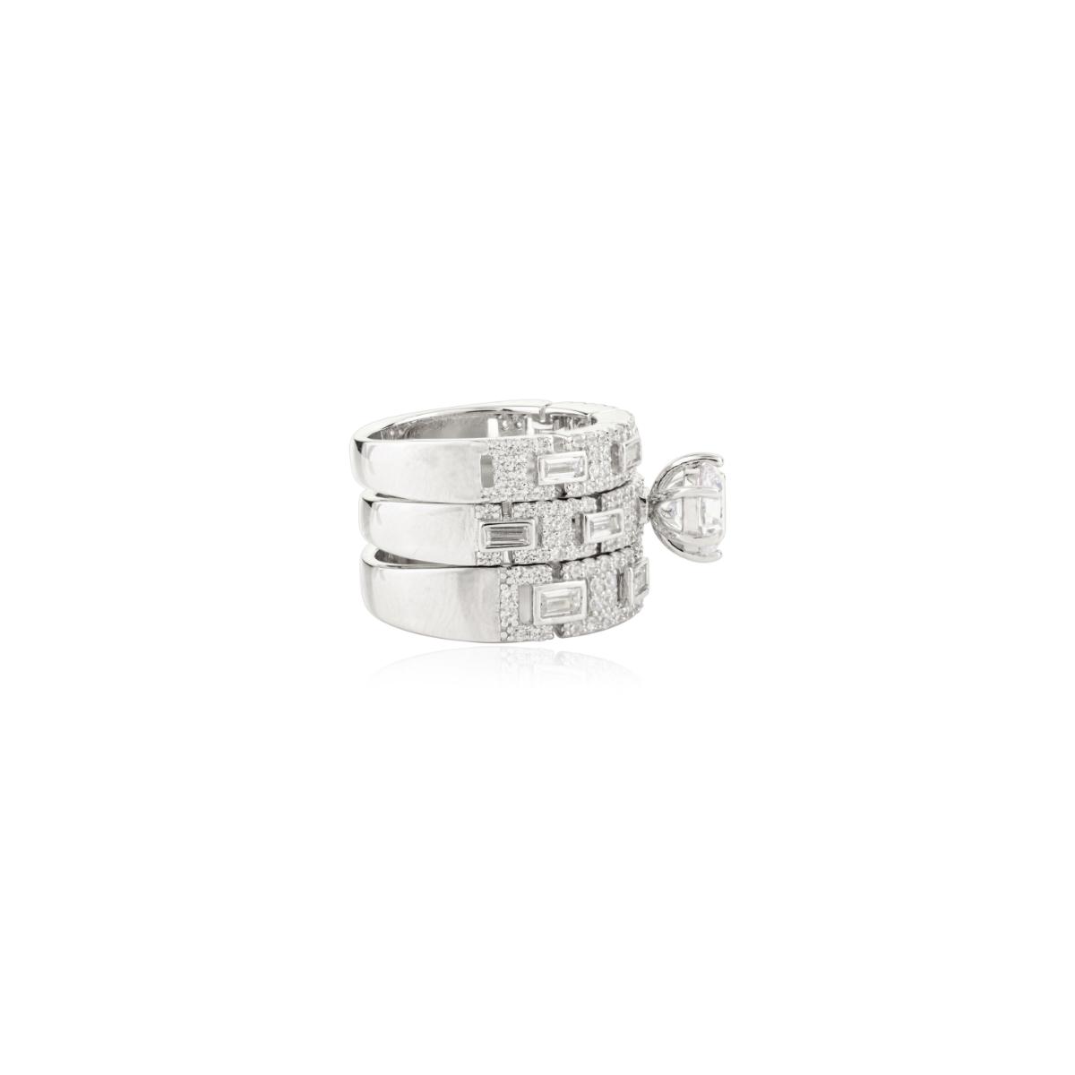925 Sterling Silver 3 in 1 White Zircon Wedding Ring
