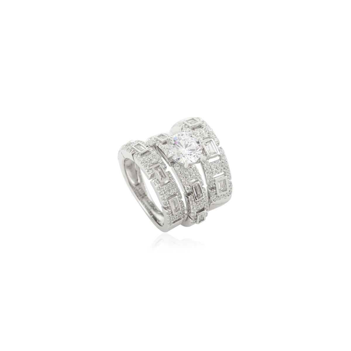 925 Sterling Silver 3 in 1 White Zircon Wedding Ring