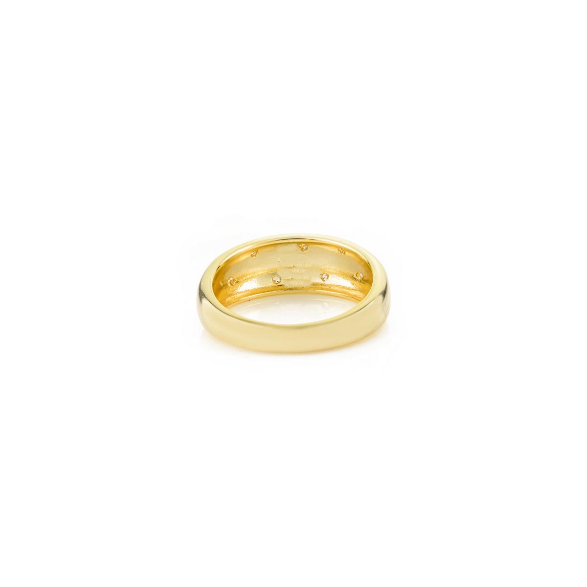 925 Sterling Silver Yellow Gold White Star Diamond Unisex Ring