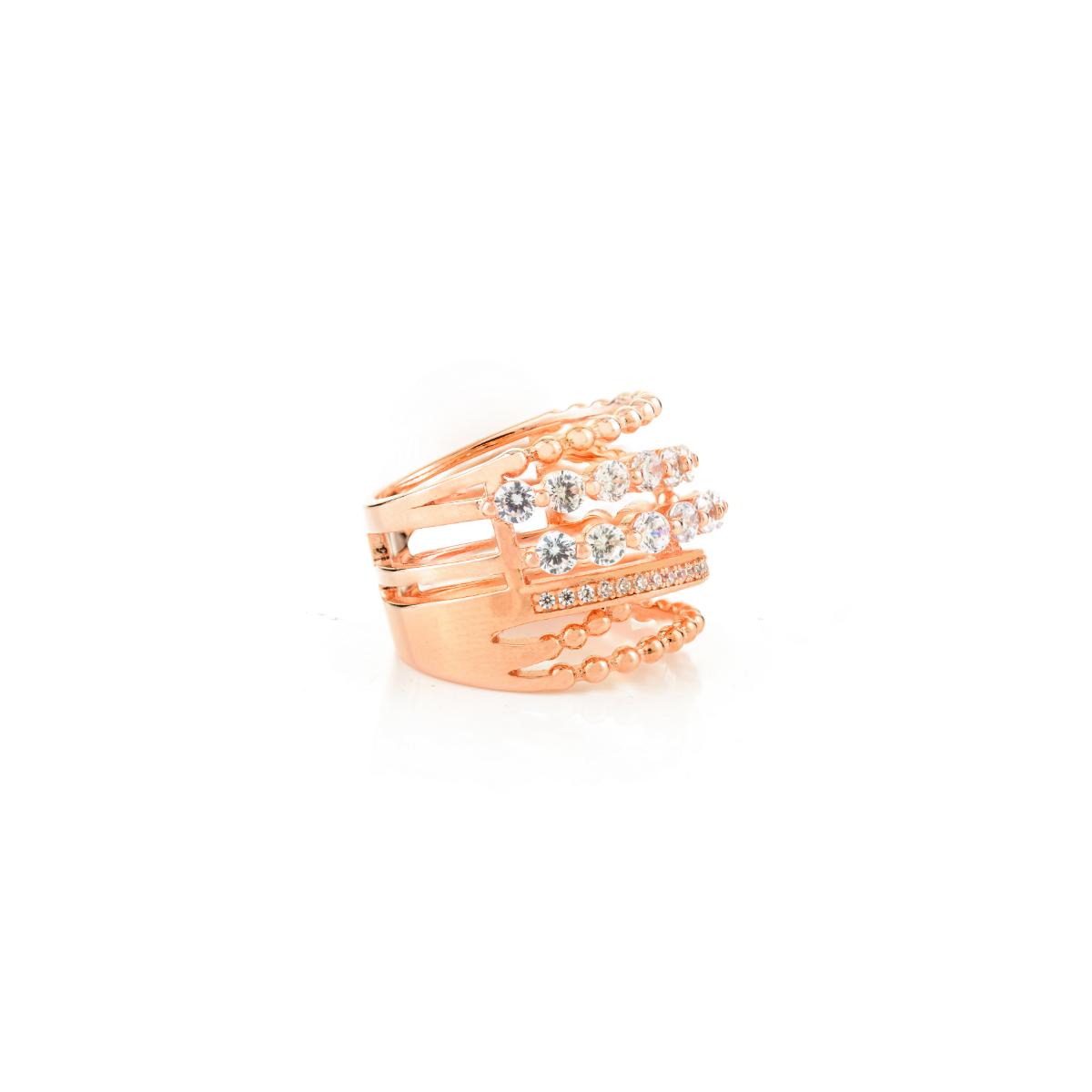 925 Sterling Silver Rose Gold Multi Layer Ring