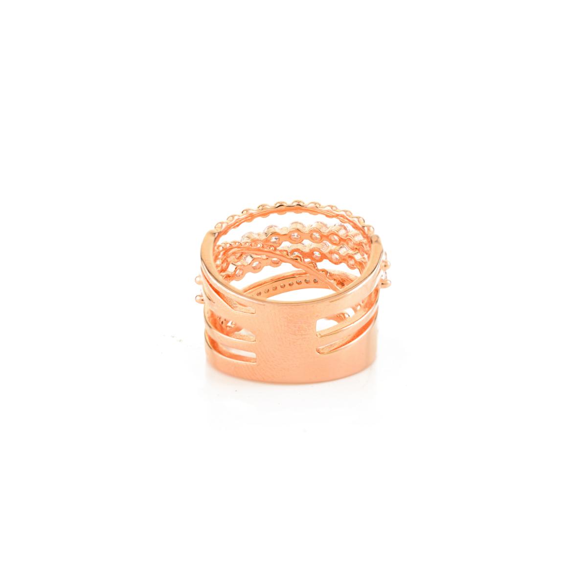 925 Sterling Silver Rose Gold Multi Layer Ring