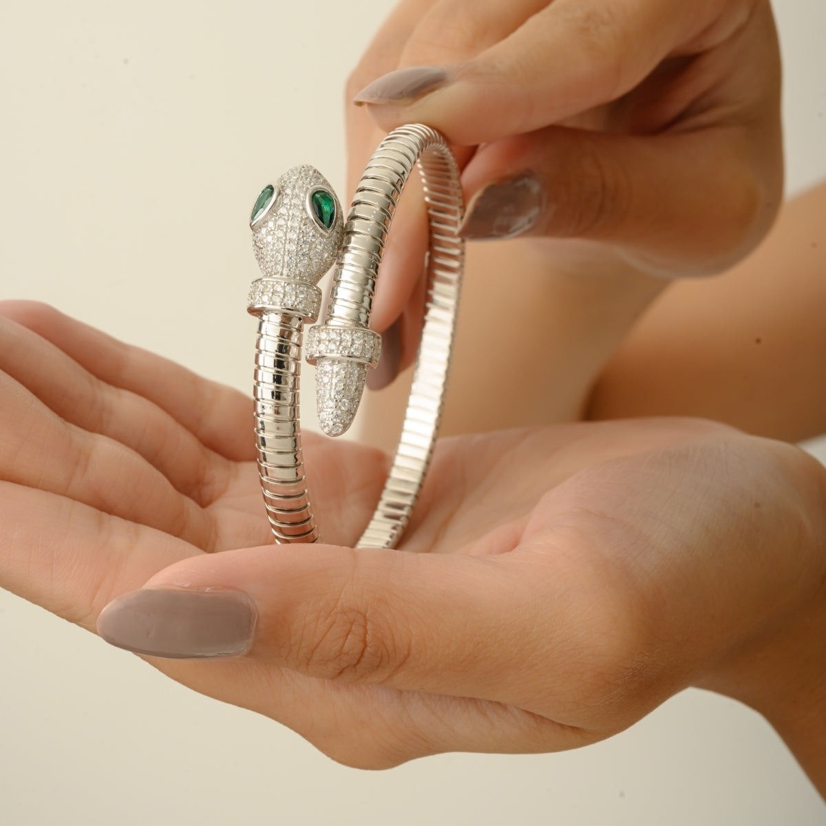 925 Silver Snake Cuff Bangle Bracelet