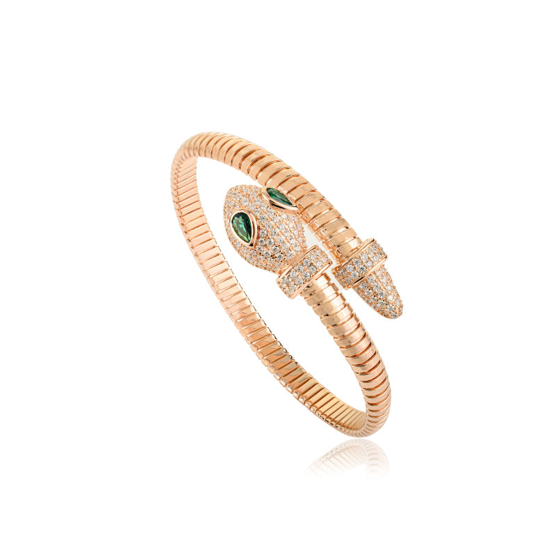 Rose Gold Snake Cuff Bangle Bracelet
