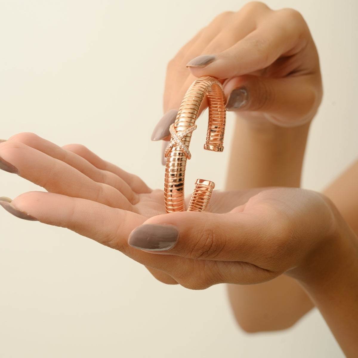 Rose Gold Mini Cross Sign Cuff Bracelet