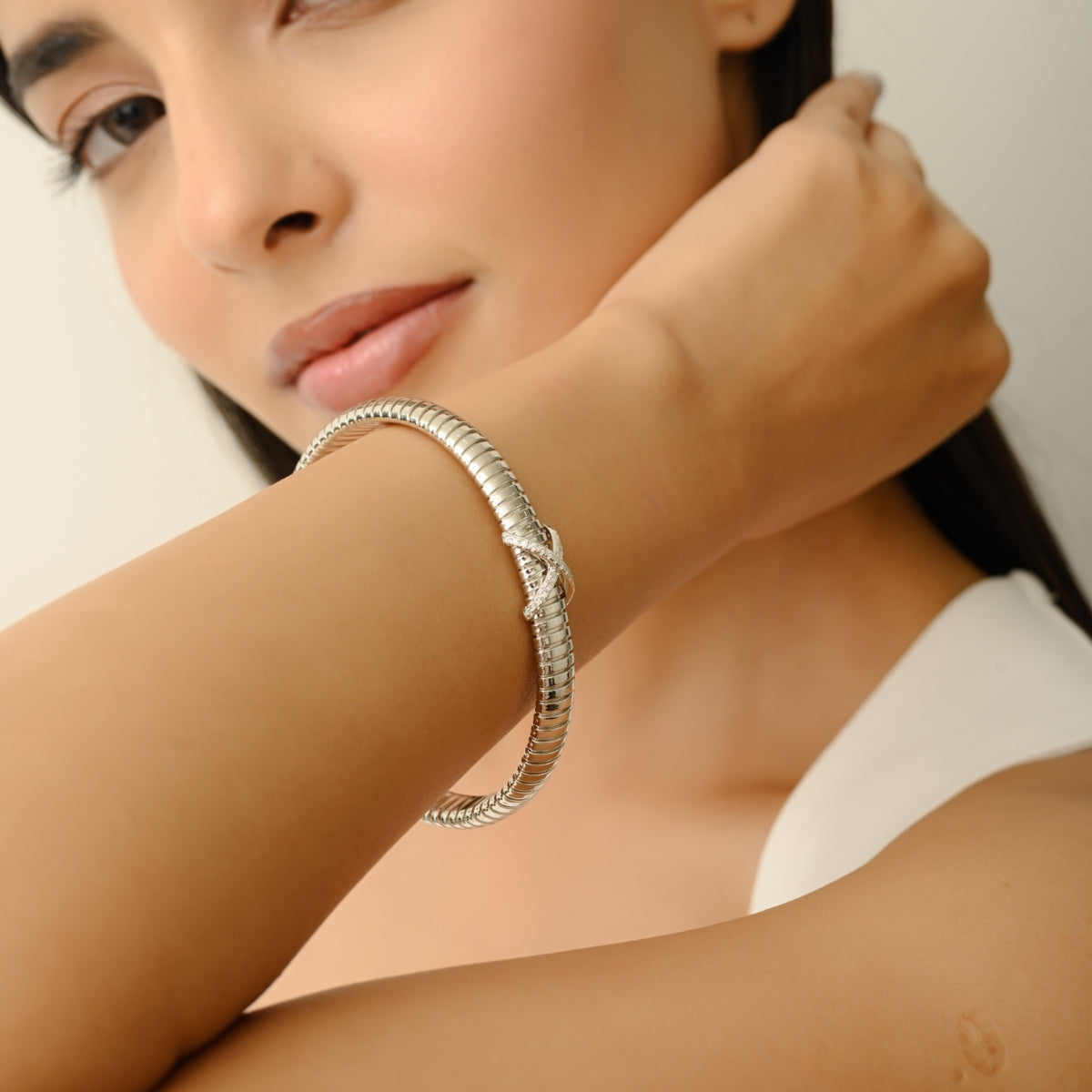 925 Silver Mini Cross Sign Cuff Bracelet