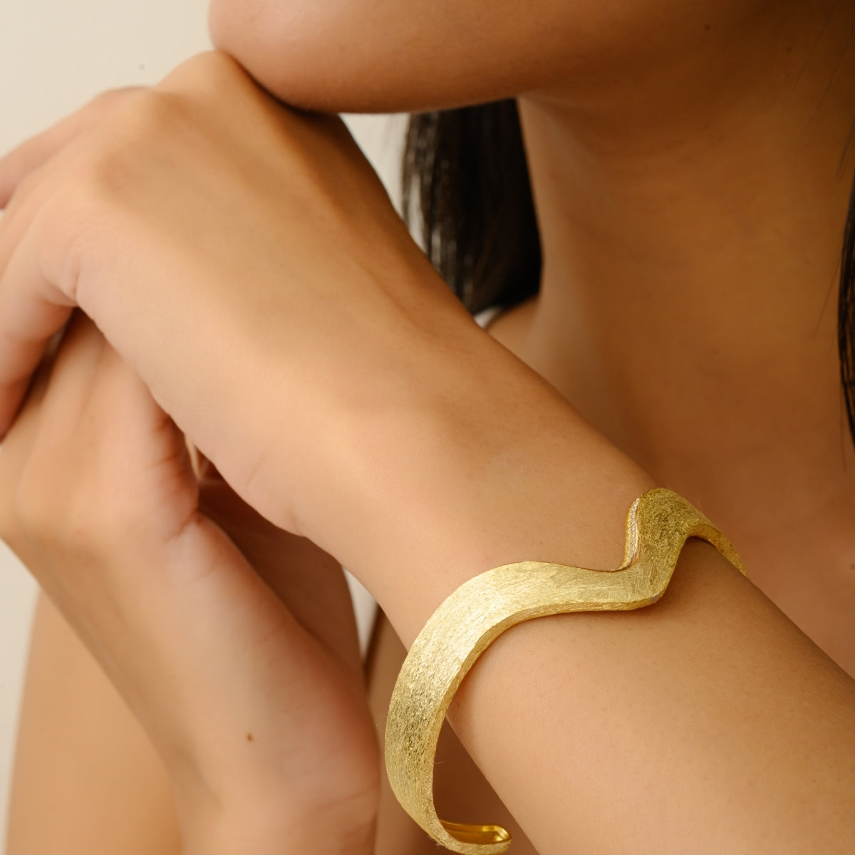 Yellow Gold Matte Finish Chunky Bracelet
