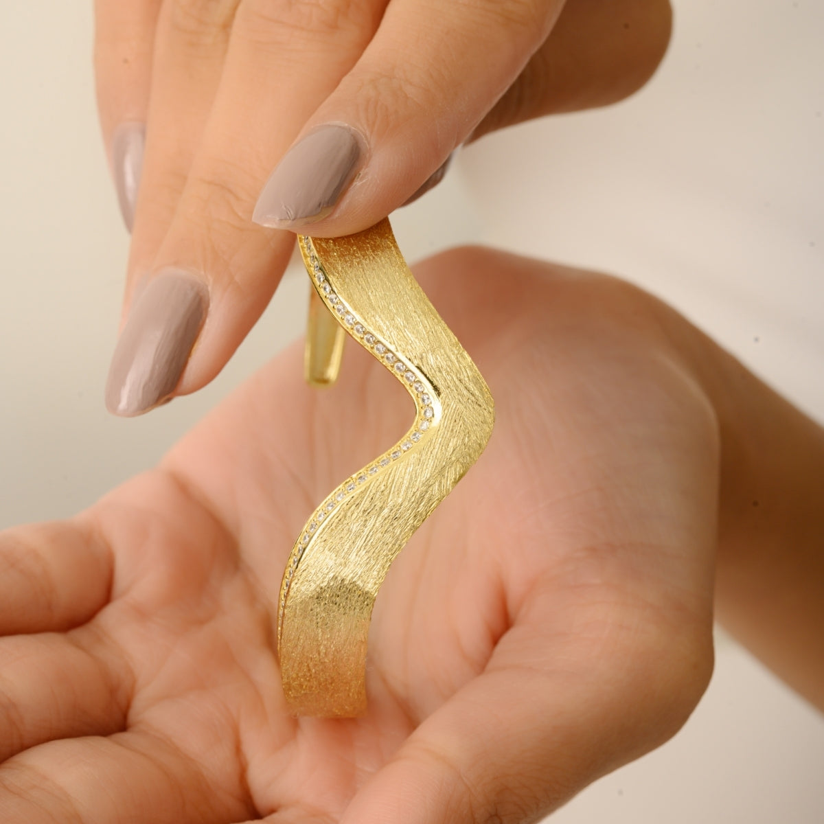 Yellow Gold Matte Finish Chunky Bracelet