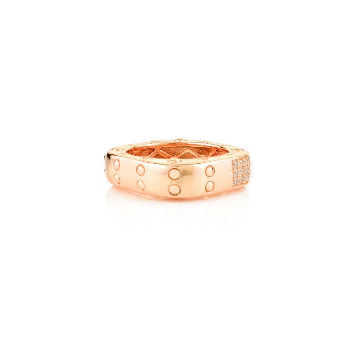925 Sterling Silver Rose Gold White Crystal Square Ring