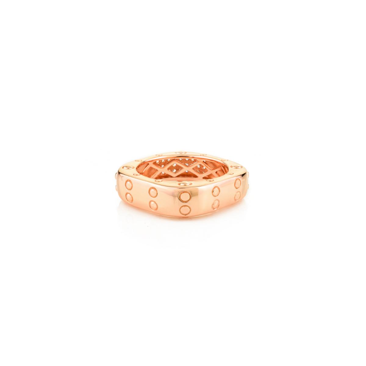 925 Sterling Silver Rose Gold White Crystal Square Ring