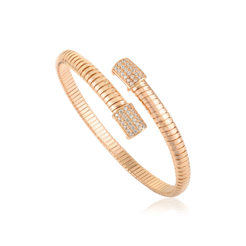 Rose Gold Diamond Cuff Bangle Bracelet