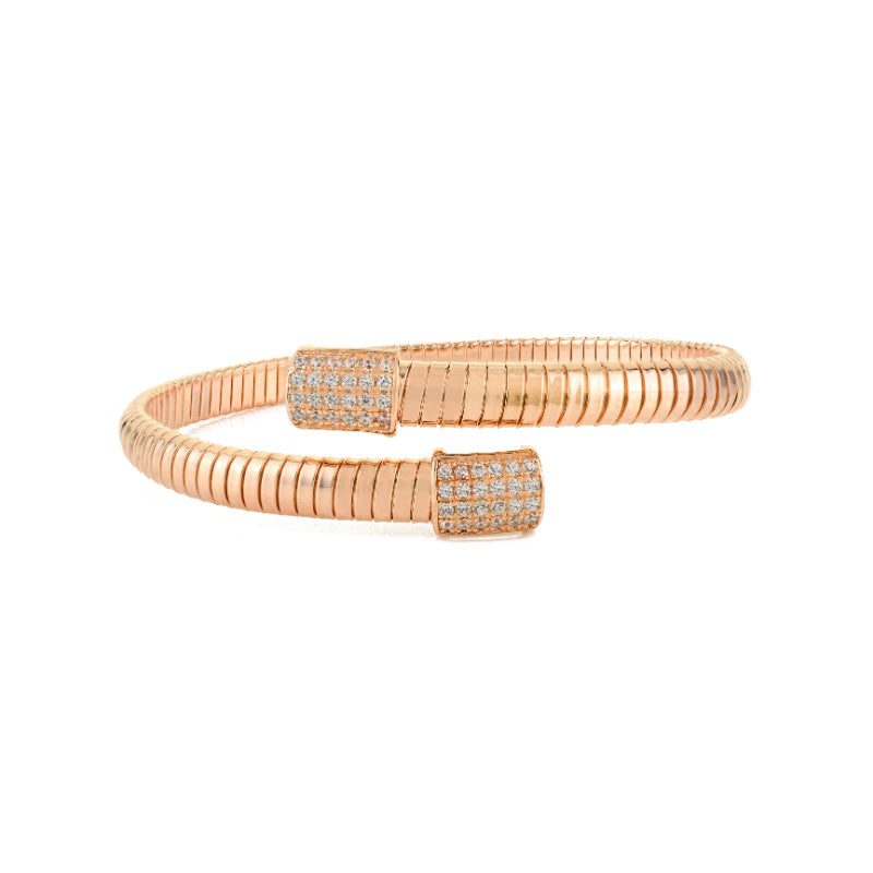 Rose Gold Diamond Cuff Bangle Bracelet