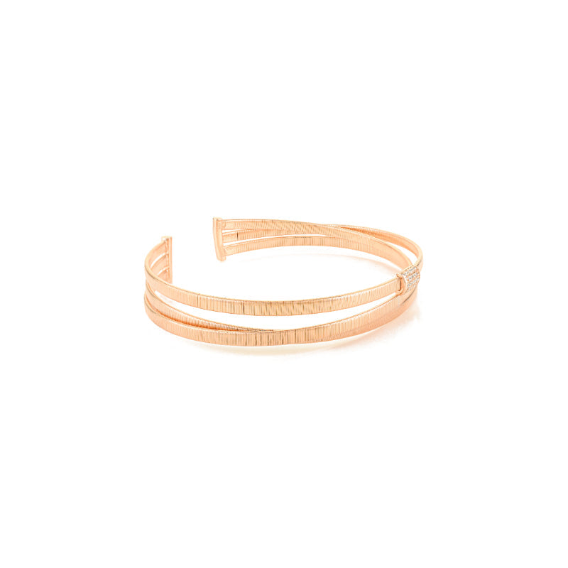 Rose Gold Diamond Multi Layer Cuff Bangle Bracelet