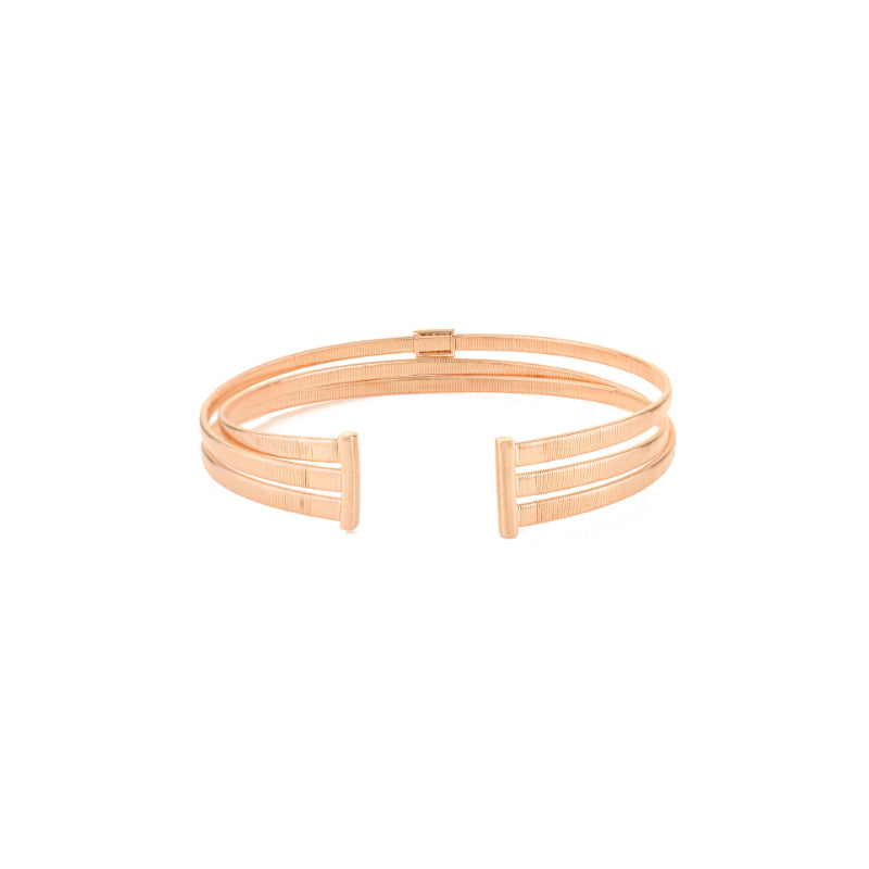 Rose Gold Diamond Multi Layer Cuff Bangle Bracelet