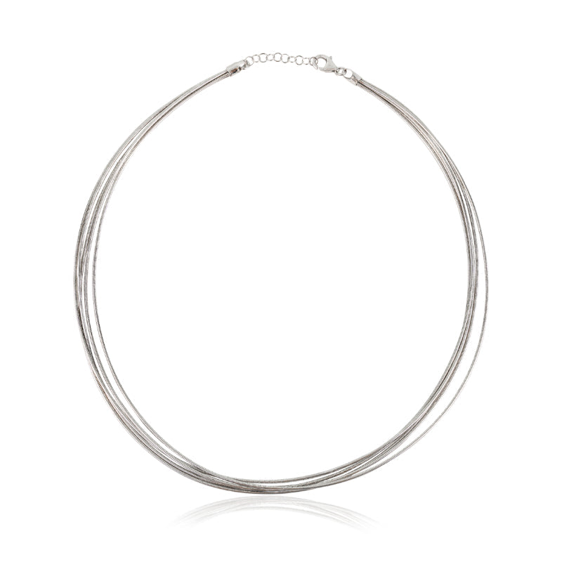 925 Silver Multi Layered Wired Choker Necklace for Women