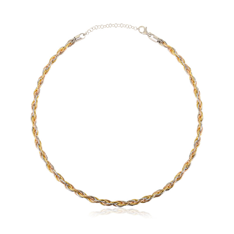 Luxurious Two-Tone Twisted Choker Chain Necklace