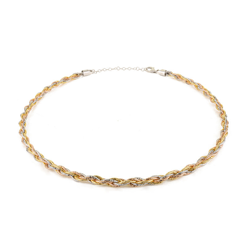 Luxurious Two-Tone Twisted Choker Chain Necklace