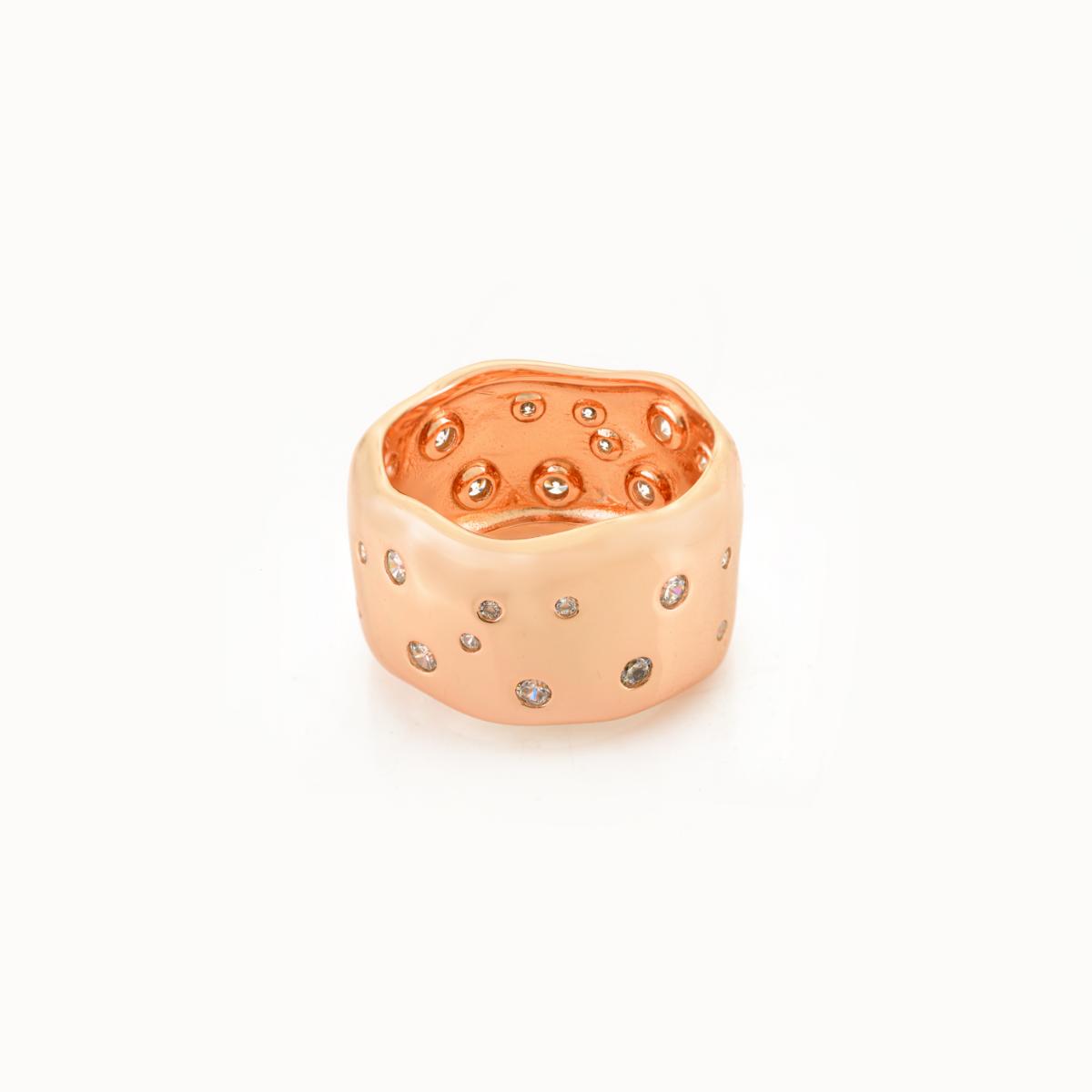 925 Sterling Silver Rose Gold Wave Ring