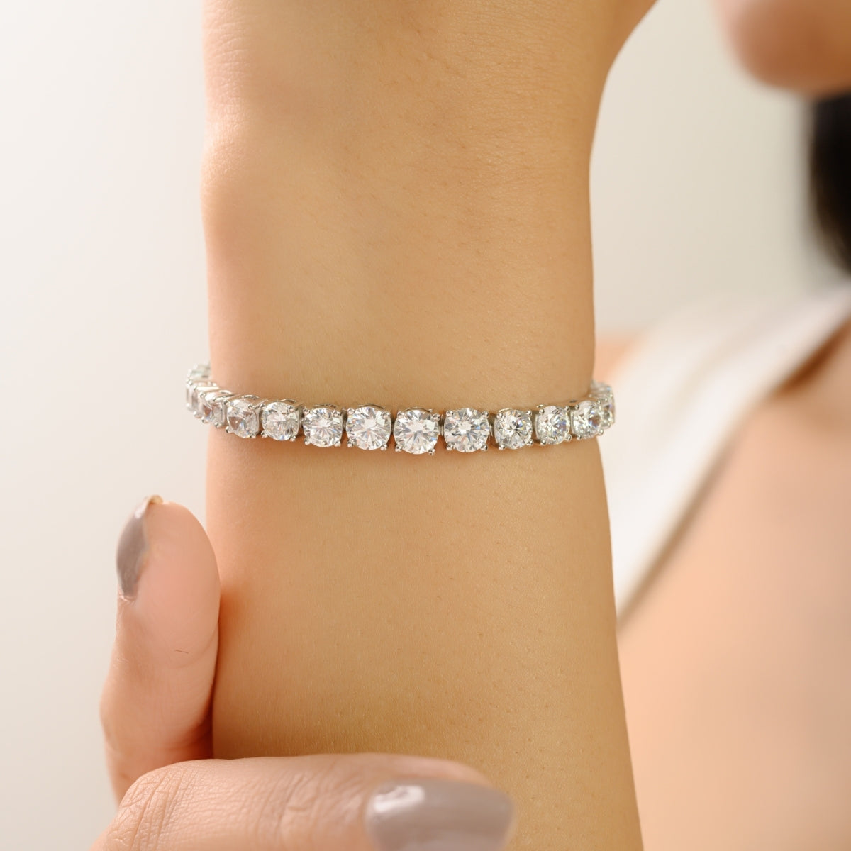 925 Sterling Silver Brilliant Round White CZ Tennis Bracelet