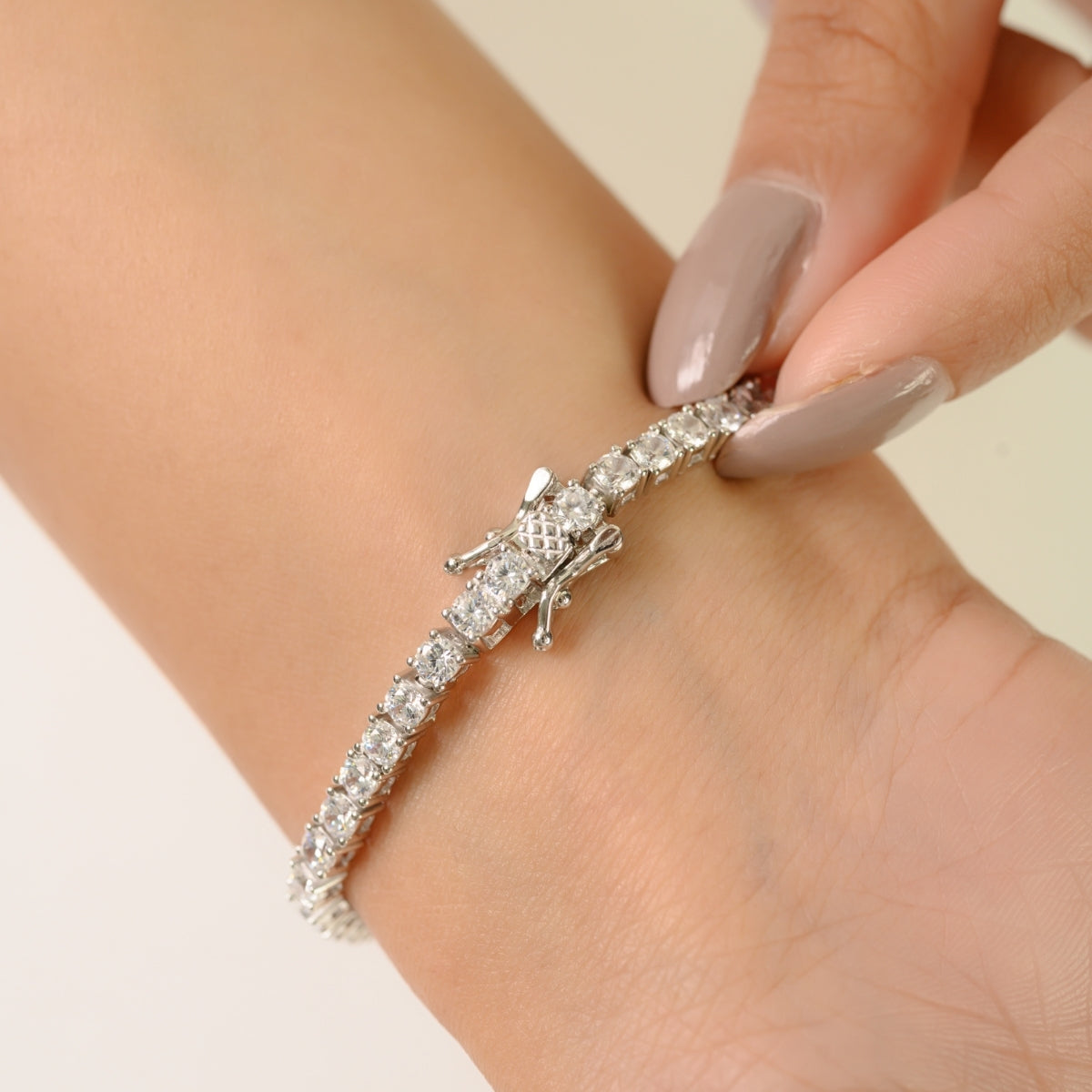 925 Sterling Silver Brilliant Round White CZ Tennis Bracelet