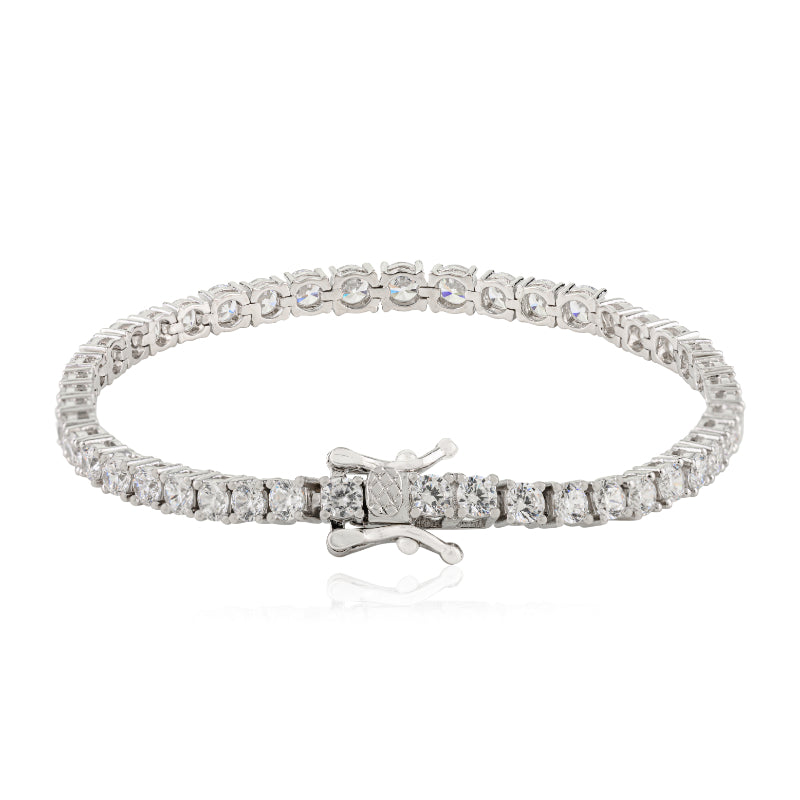 925 Sterling Silver Brilliant Round White CZ Tennis Bracelet