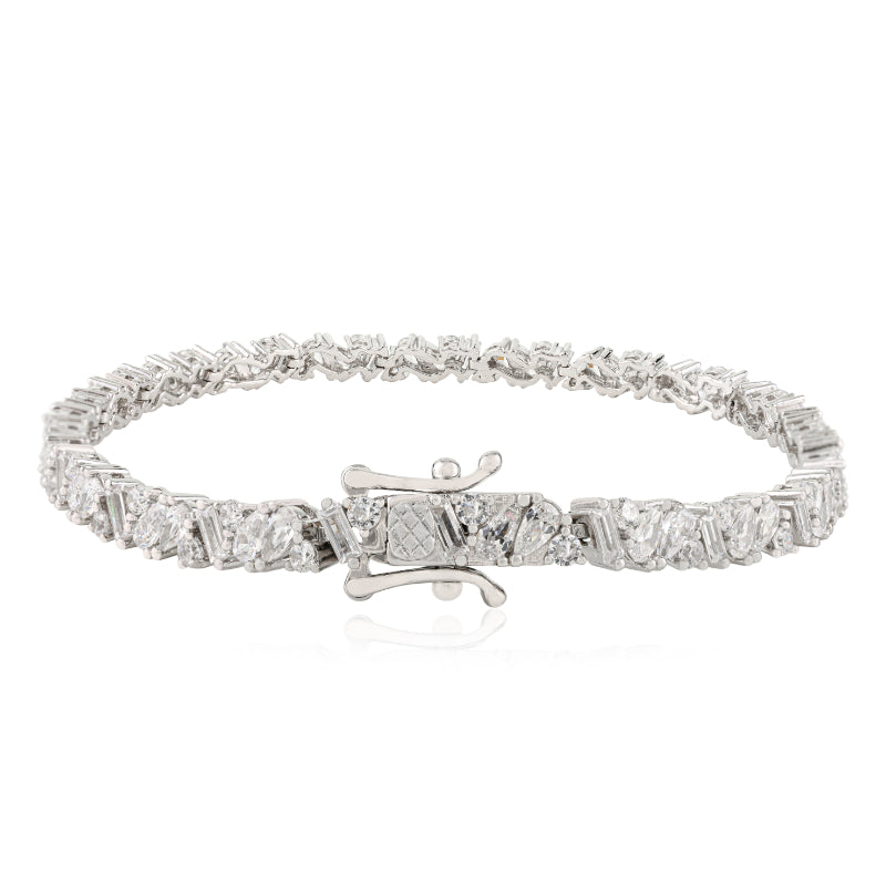 Brilliant Linear White CZ Linear Tennis Bracelet
