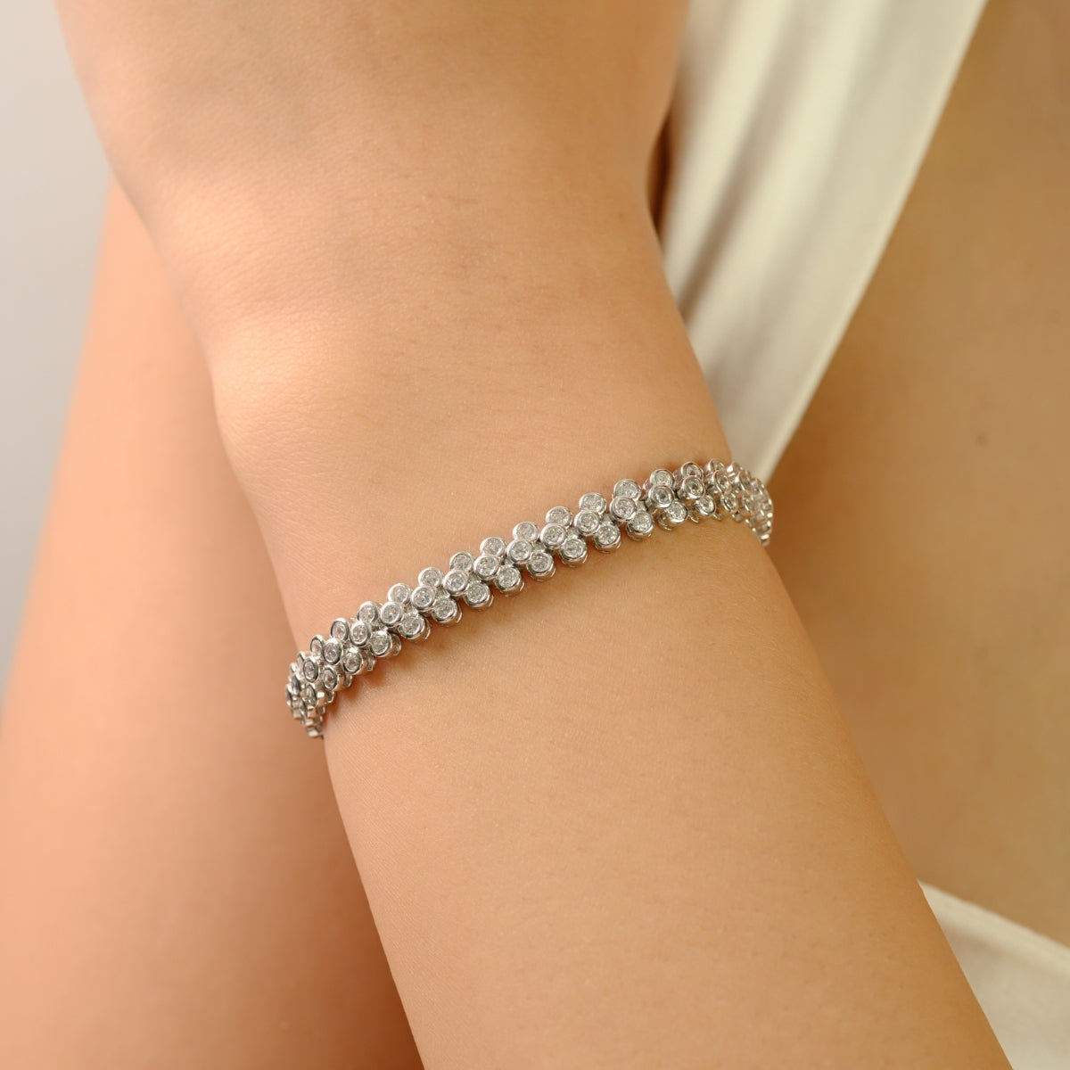 925 Silver White CZ Round Tennis Bracelet