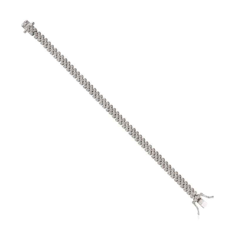 925 Silver White CZ Round Tennis Bracelet