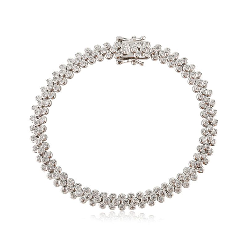 925 Silver White CZ Round Tennis Bracelet