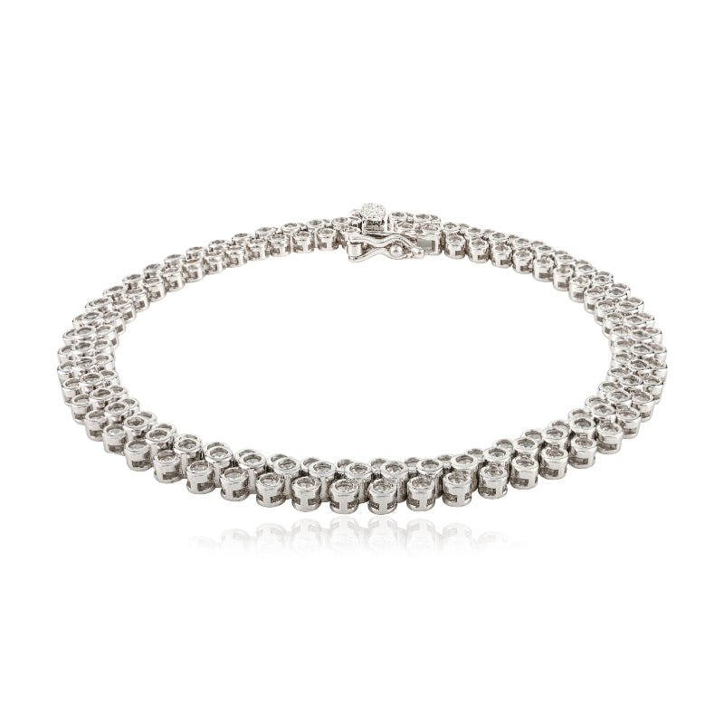 925 Silver White CZ Round Tennis Bracelet