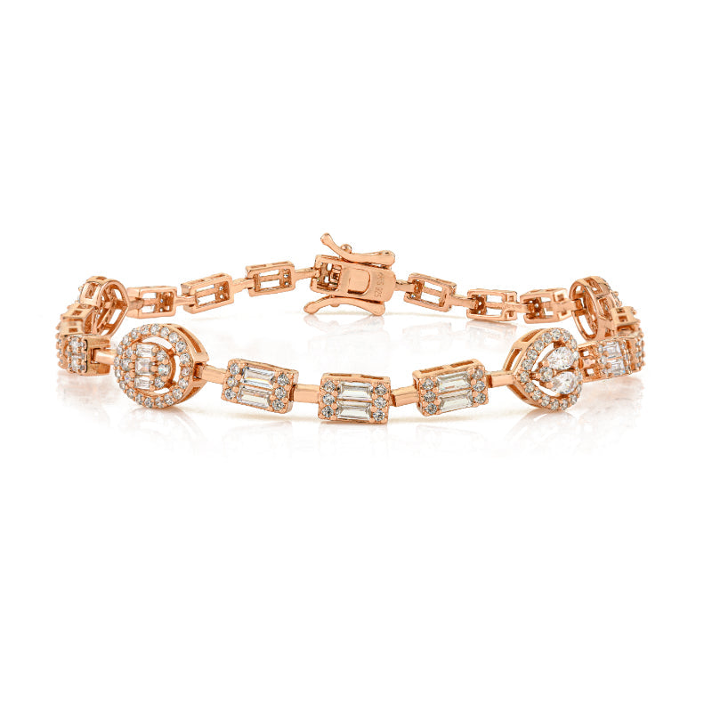 Sterling Silver Rose Gold Plated White CZ Tennis Bracelet