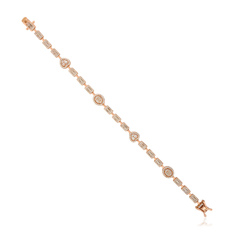 Sterling Silver Rose Gold Plated White CZ Tennis Bracelet