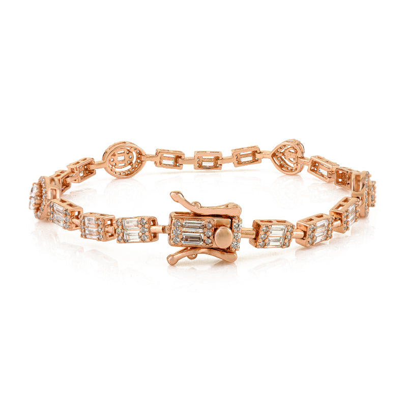 Sterling Silver Rose Gold Plated White CZ Tennis Bracelet