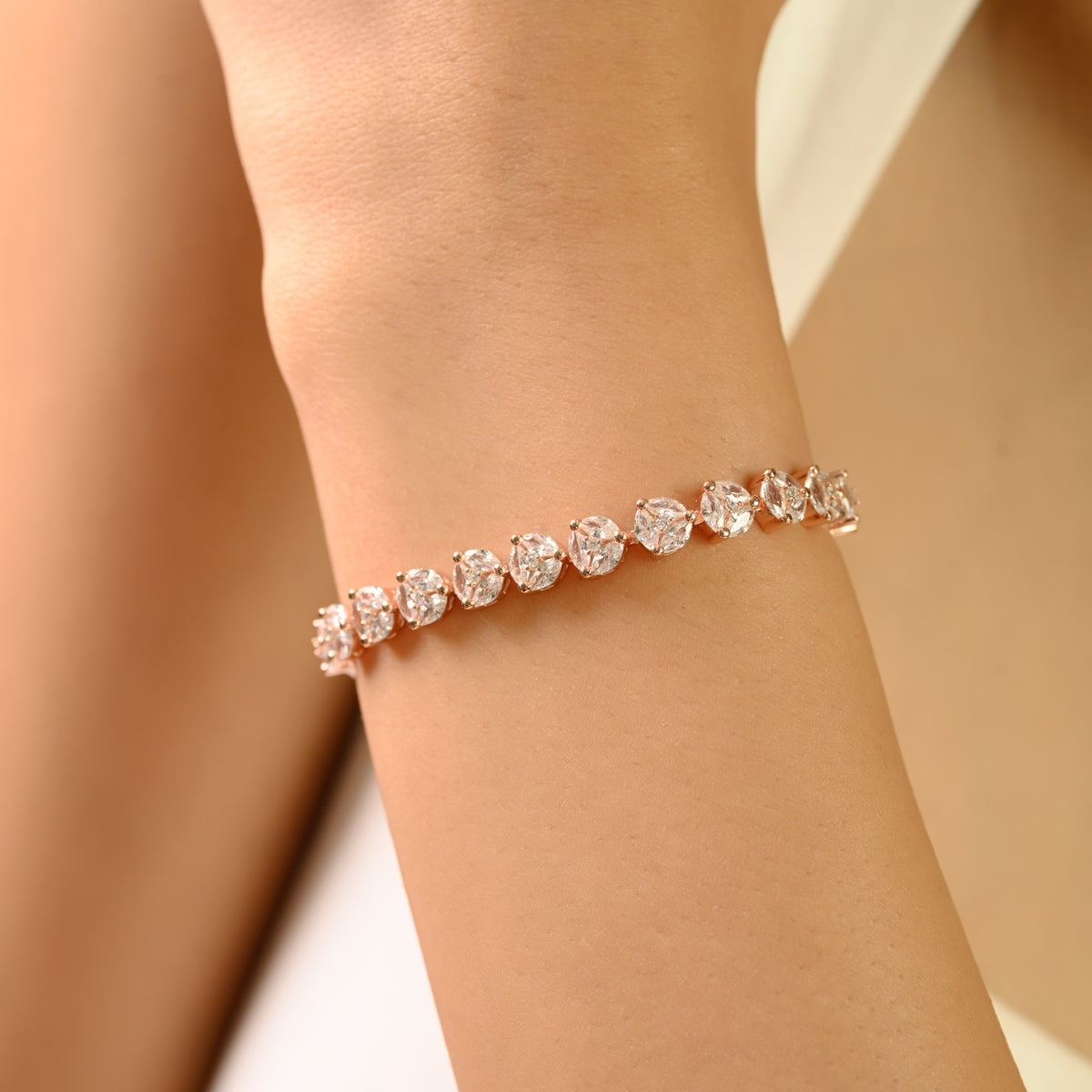 925 Sterling Silver Brilliant Round White CZ Tennis Bracelet