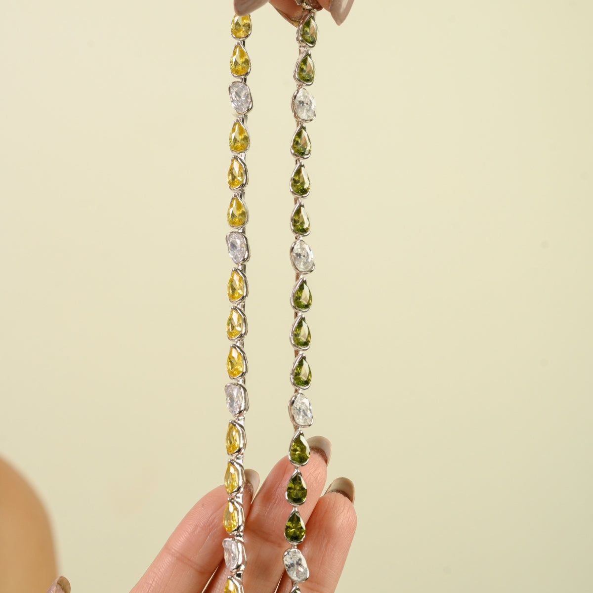 925 Sterling Silver Brilliant Uneven White and Yellow CZ Tennis Bracelet