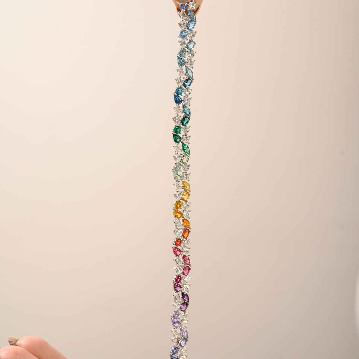 Vibrant Rainbow CZ Bracelet with Multi-Color Cubic Zircons