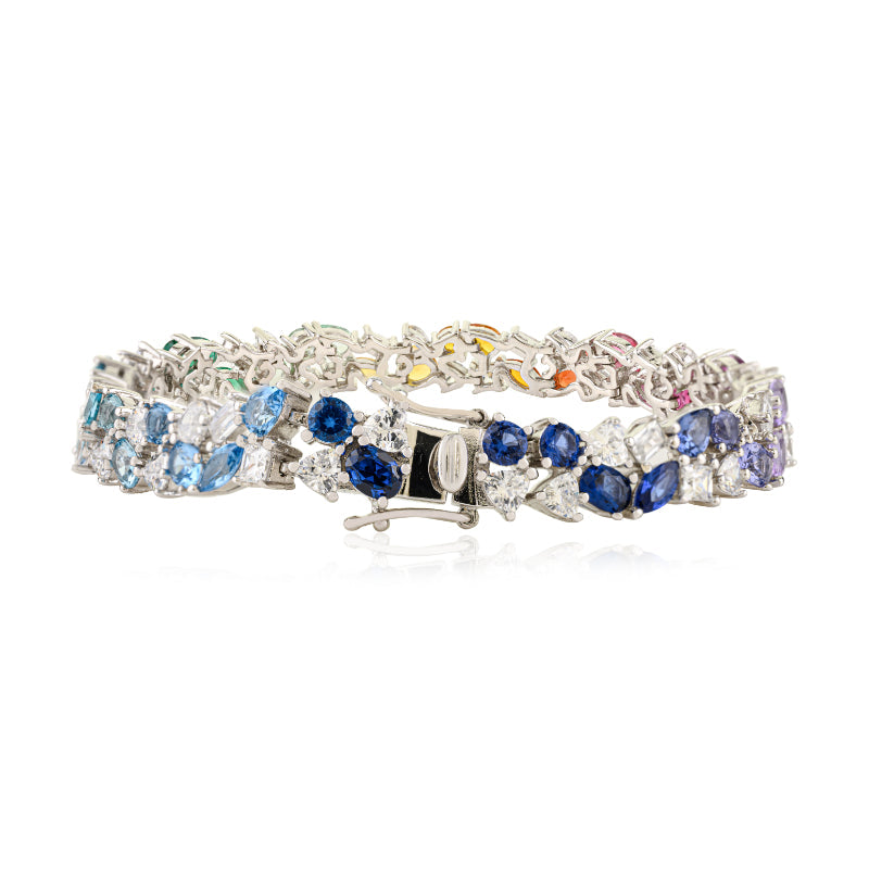 Vibrant Rainbow CZ Bracelet with Multi-Color Cubic Zircons
