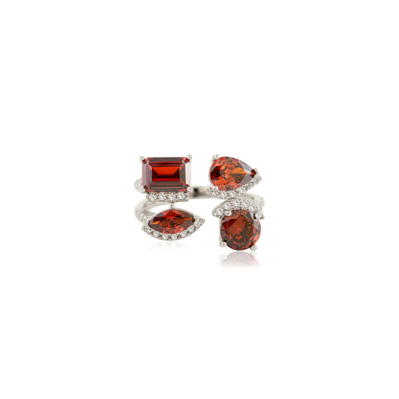 Stunning Multi Cut Red CZ and White CZ Ring for Party