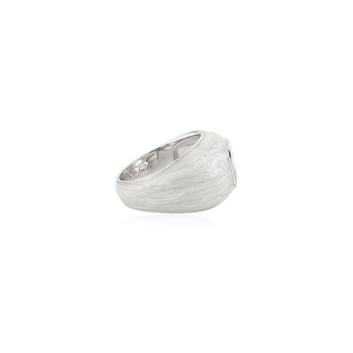 925 Sterling Silver White Enamel Solitaire Ring