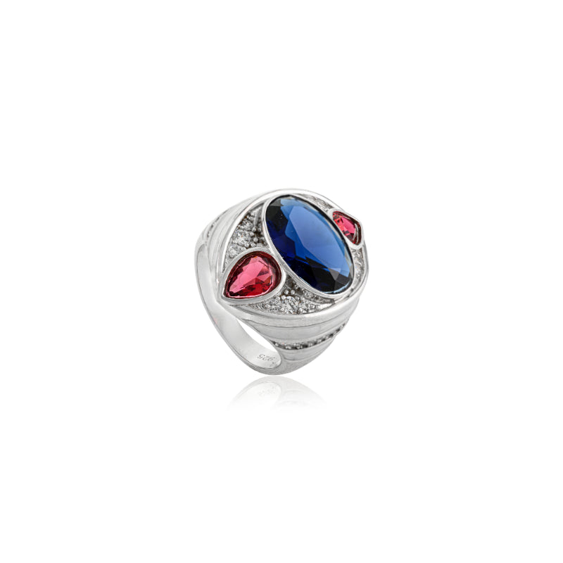 Sterling Silver Bold Colorful Chunky Designer Ring