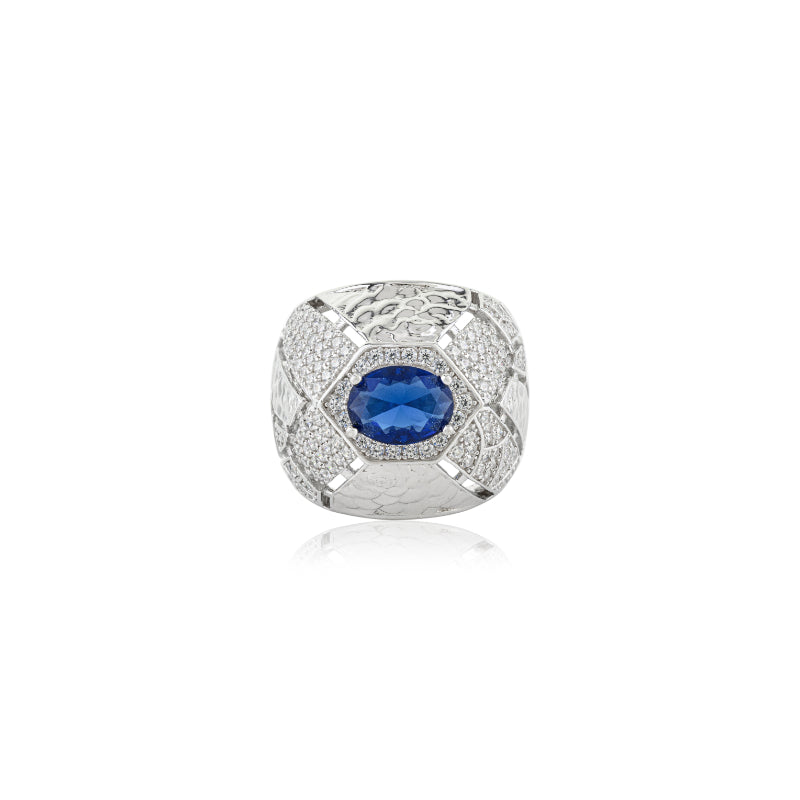 Sapphire-Centered Dome Ring in Sterling Silver