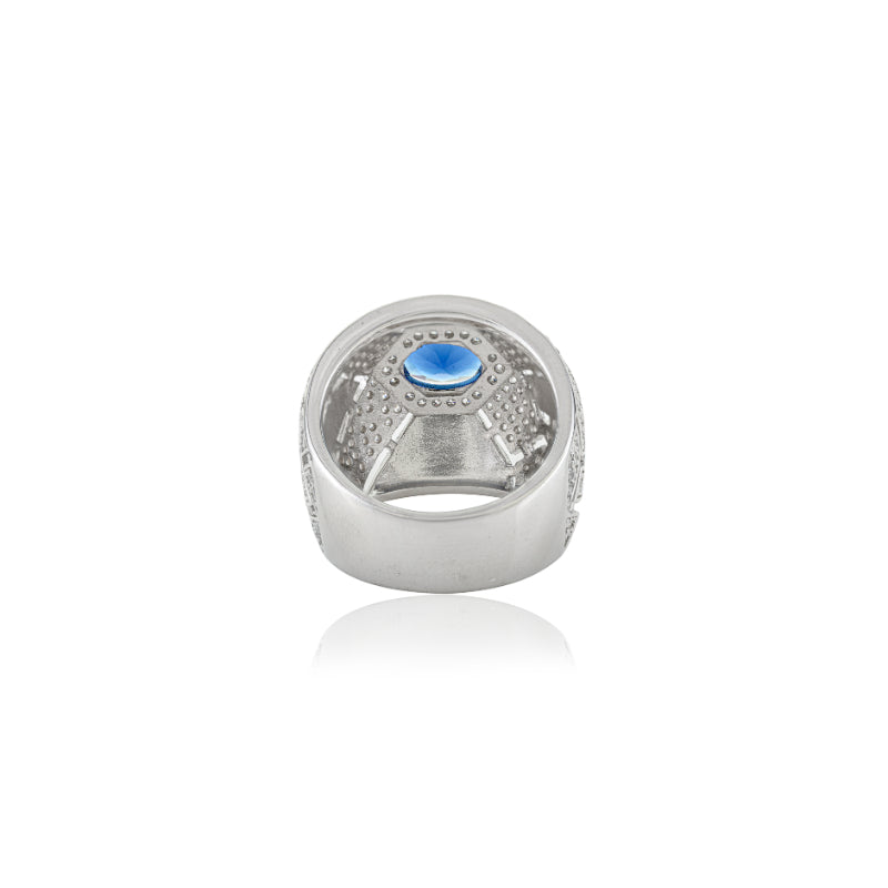 Sapphire-Centered Dome Ring in Sterling Silver